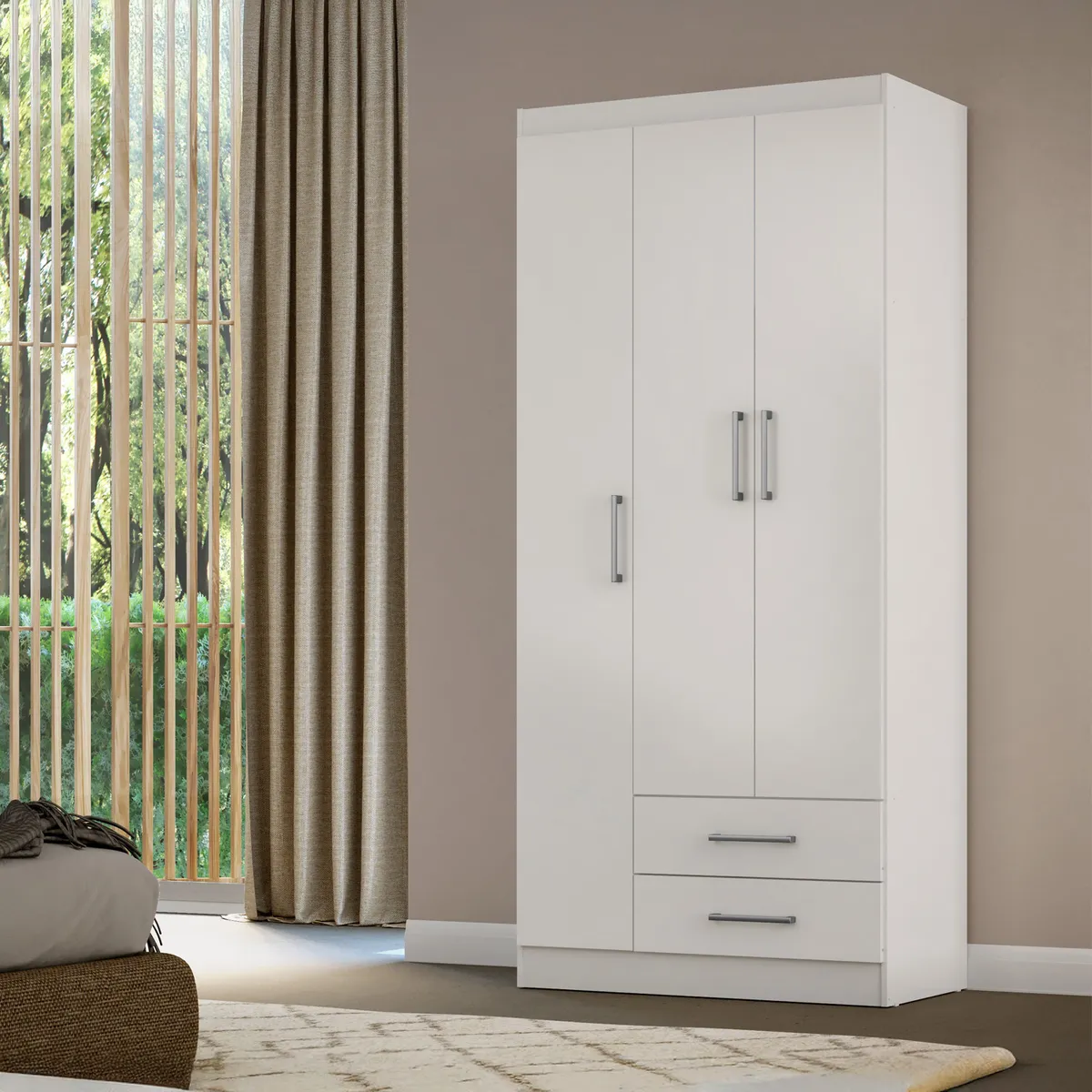 CASA BONITA - Clóset 3 Puerta(s) 2 Cajón(es) 3 Repisa(s) 83x183x47 cm Blanco