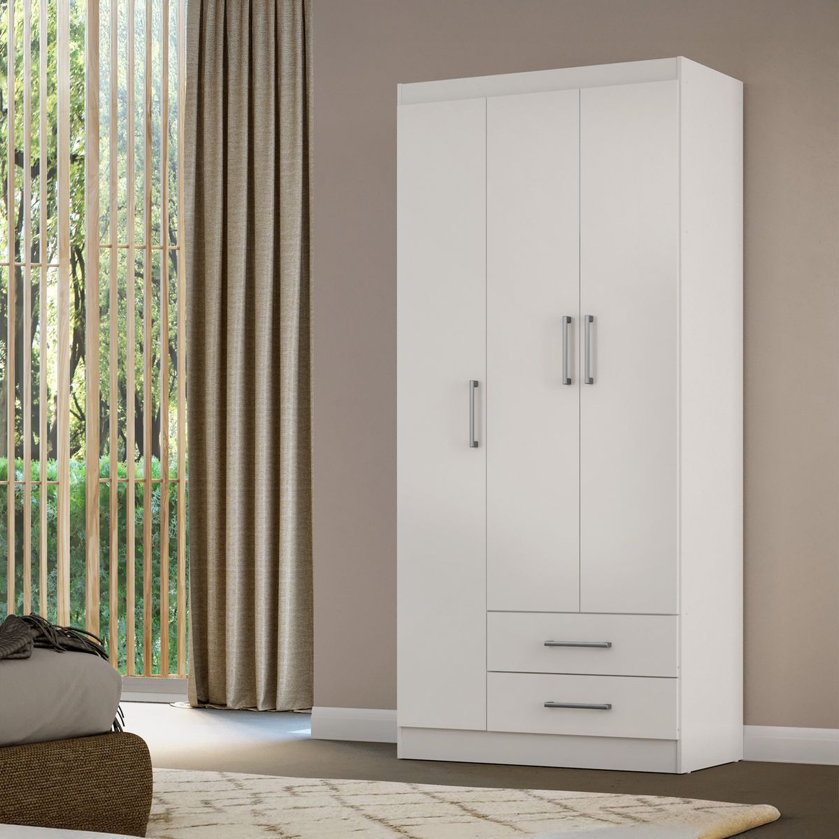 CASA BONITA - Clóset 3 Puerta(s) 2 Cajón(es) 3 Repisa(s) 83x183x47 cm Blanco