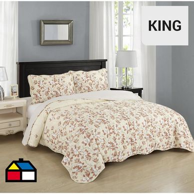 Quilt estampado flor clsico King