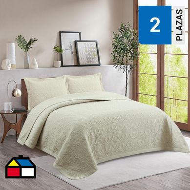Quilt liso flor clsico 2 Plazas