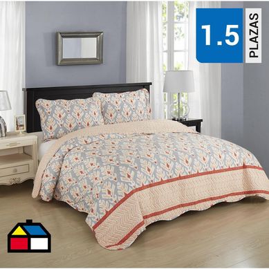 Quilt estampado boho 1,5 Plazas