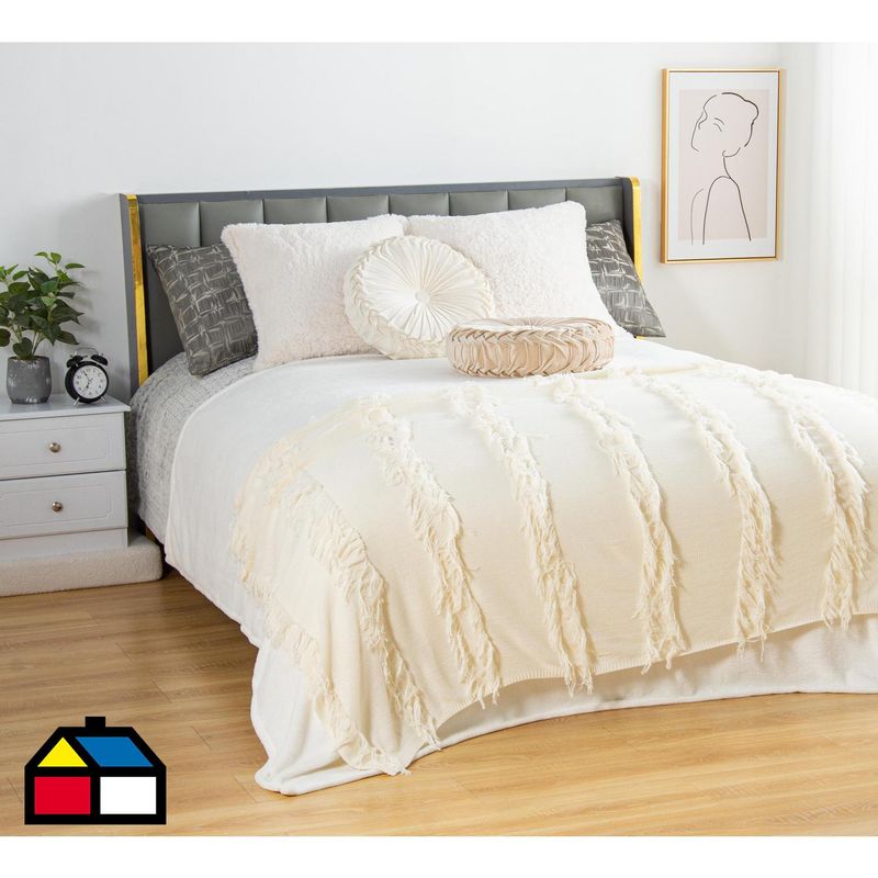 JUST HOME COLLECTION - Manta Boho Crazy Especial Ivory