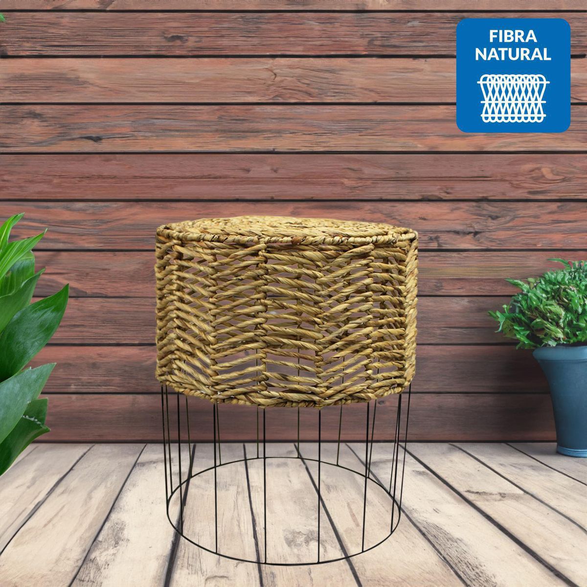 JUST HOME COLLECTION - Mesa Jacinto Agua Redonda Acero 50x50x58 cm Natural