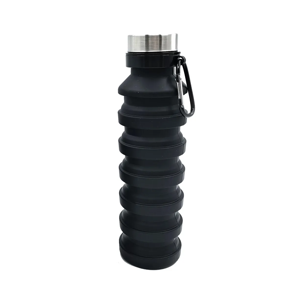 KLIMBER - Botella Plegable Camping 500 ml Silicona Negro