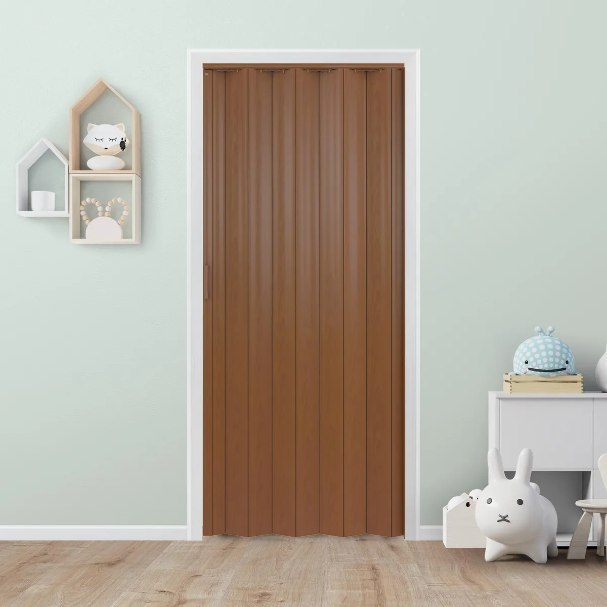 HOLZTEK - Puerta plegable PVC modelo Tivoli color caoba 90x200 cm