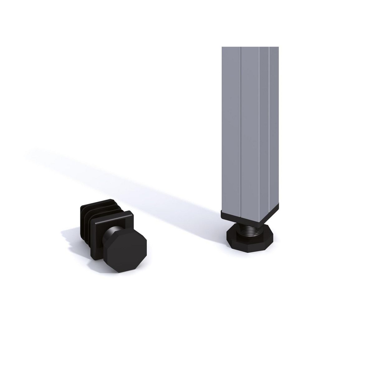 ALFER - Pie ajustable 23,5 mm plástico negro