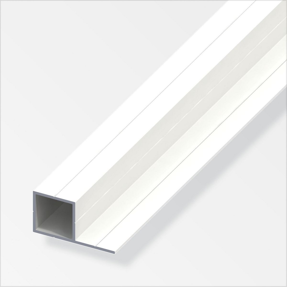 ALFER - Tubo cuadrado 23.5 mm aluminio plateado