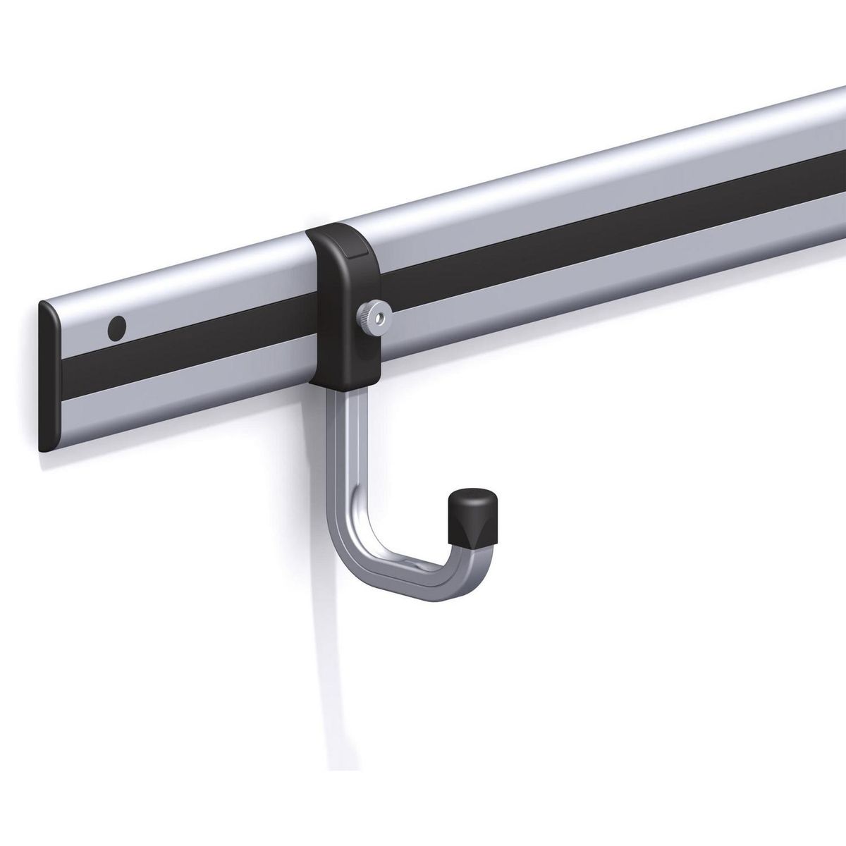 ALFER - Soporte Gancho 12 mm para Riel PVC Negro