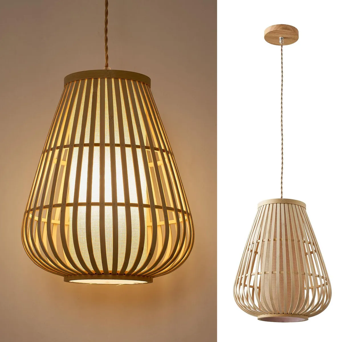 JUST HOME COLLECTION - Lámpara Colgante Bambú Beige