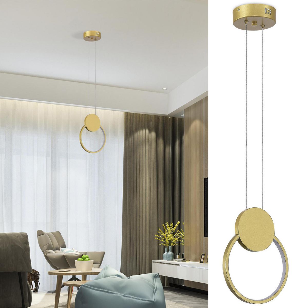 JUST HOME COLLECTION - Lámpara Colgante Metal Amarillo