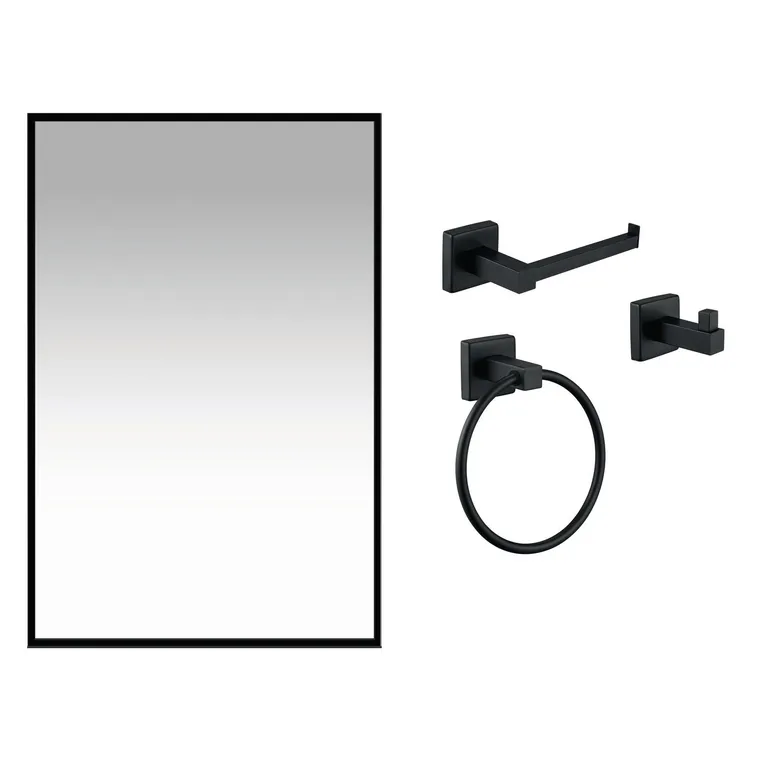 Set De Accesorios Baño 4 Piezas Con Espejo Buka