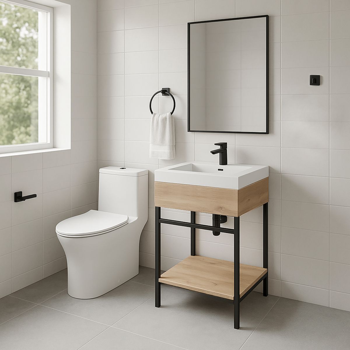 SENSI DACQUA - Set buka 4 piezas negro mate con espejo