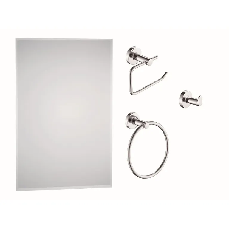 Set De Accesorios Baño Isla 4 Piezas Cromado Con Espejo