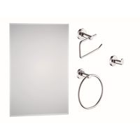 Set De Accesorios Baño Isla 4 Piezas Cromado Con Espejo