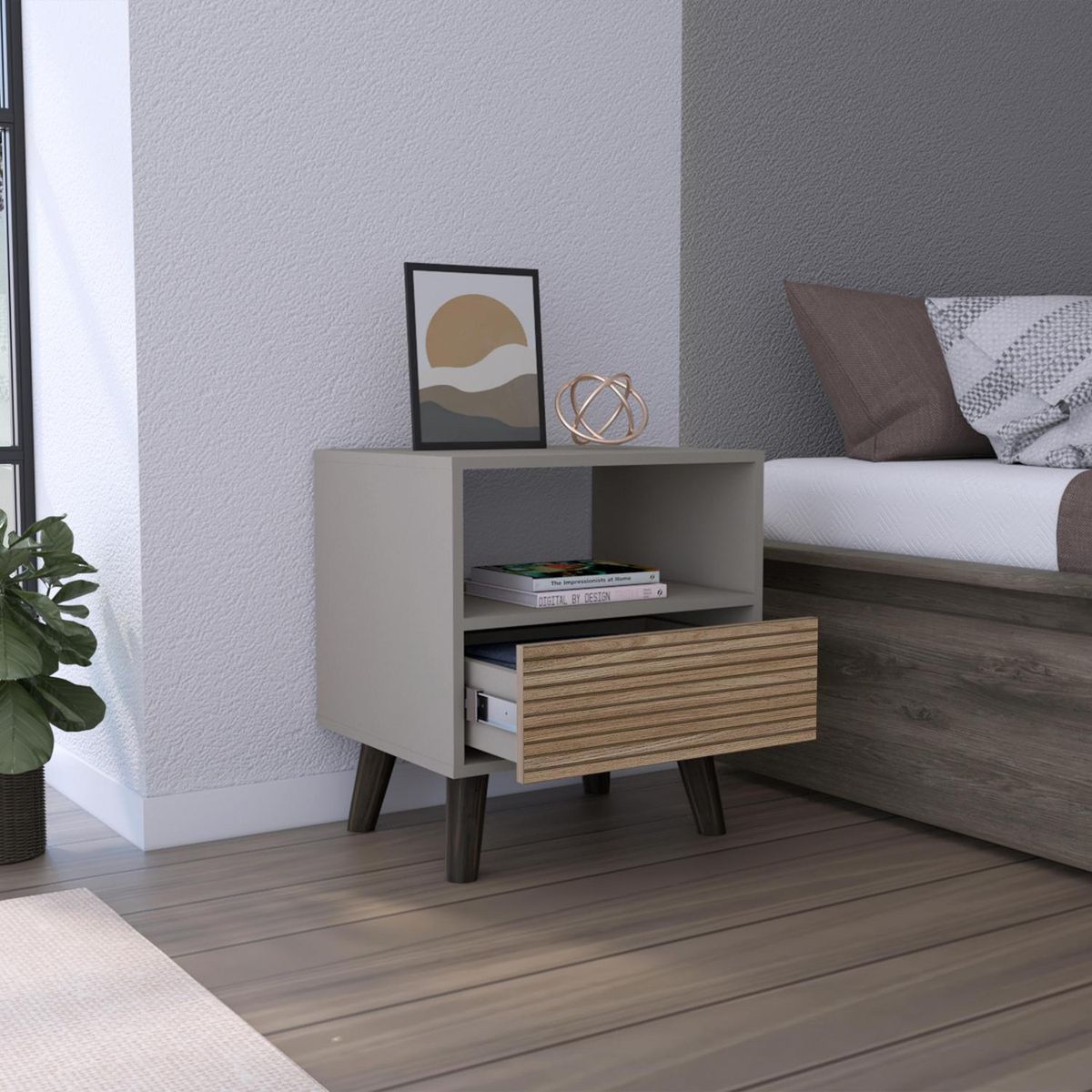 JUST HOME COLLECTION - Velador 1 Cajón 50x55x40 cm Madera