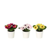 Set 3 Plantas Artificiales con Flor 12 cm Verde