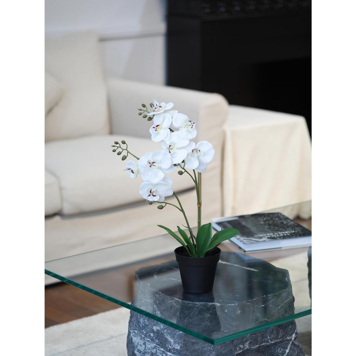 JUST HOME COLLECTION - Planta Artificial Orquídea 48 cm Blanco