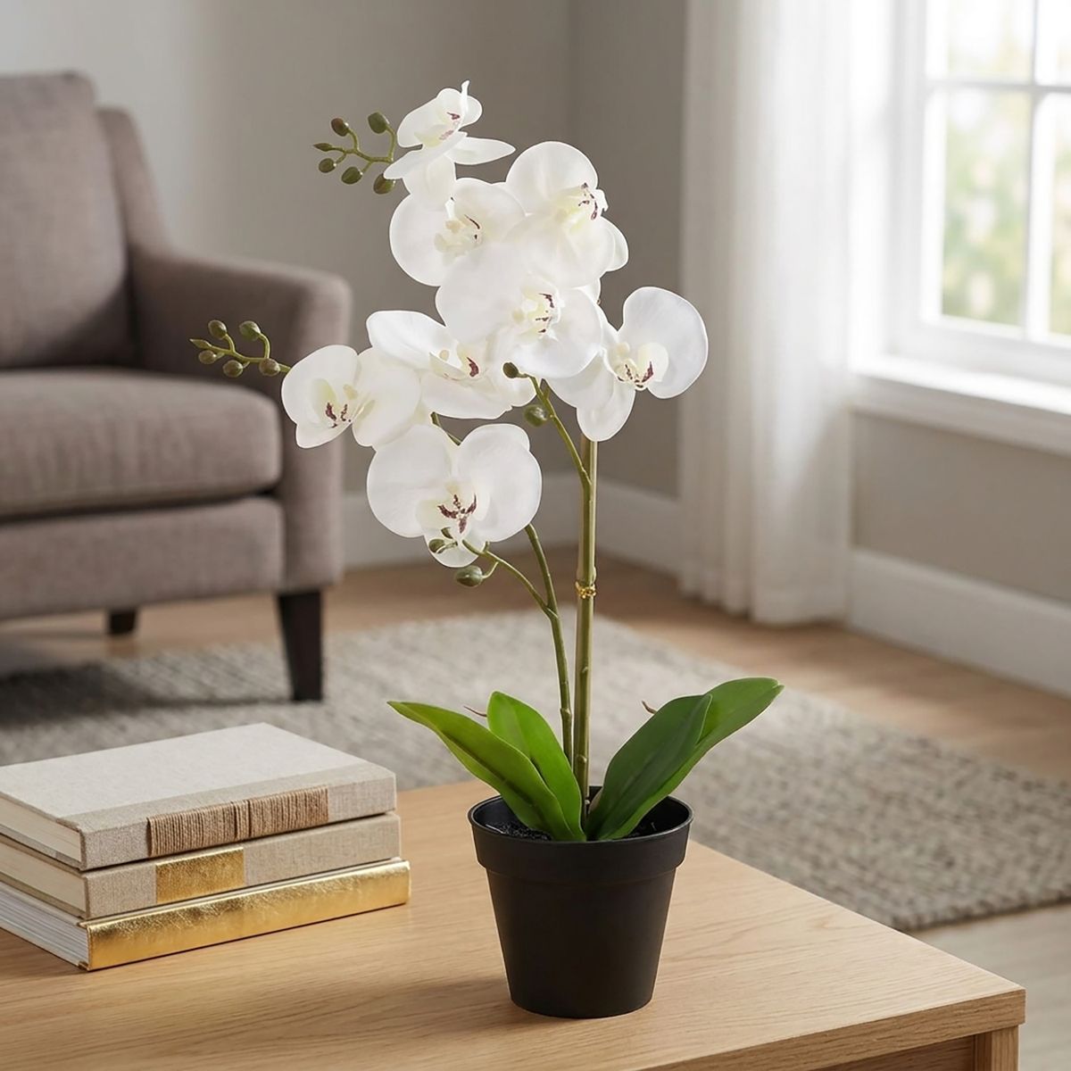 Planta Artificial Orquídea 48 cm Blanco, marca JUST HOME COLLECTION - Foto 2