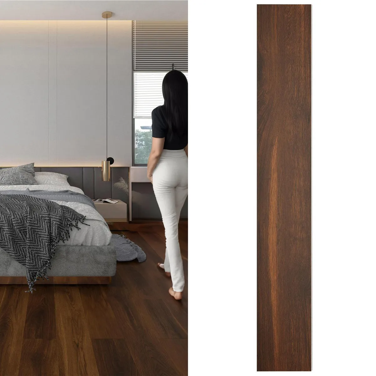 HOLZTEK - SPC Piso Vinílico 3.2 mm 18.2x122 cm Brookland Café Oscuro 3.11 m2