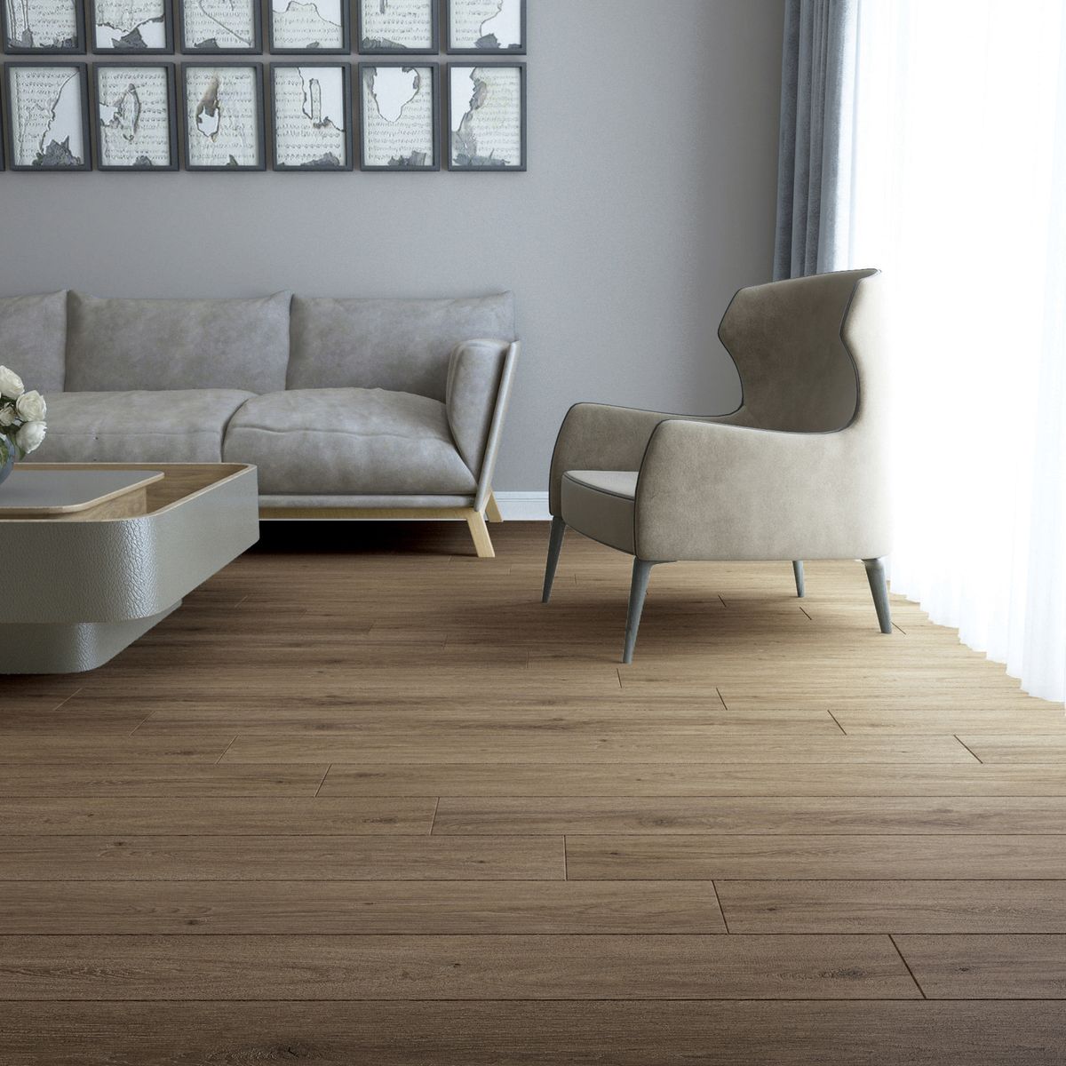 HOLZTEK - SPC Piso Vinílico 4 mm 18.2x152.4 cm Minnesota Oak Café 2.5 m2