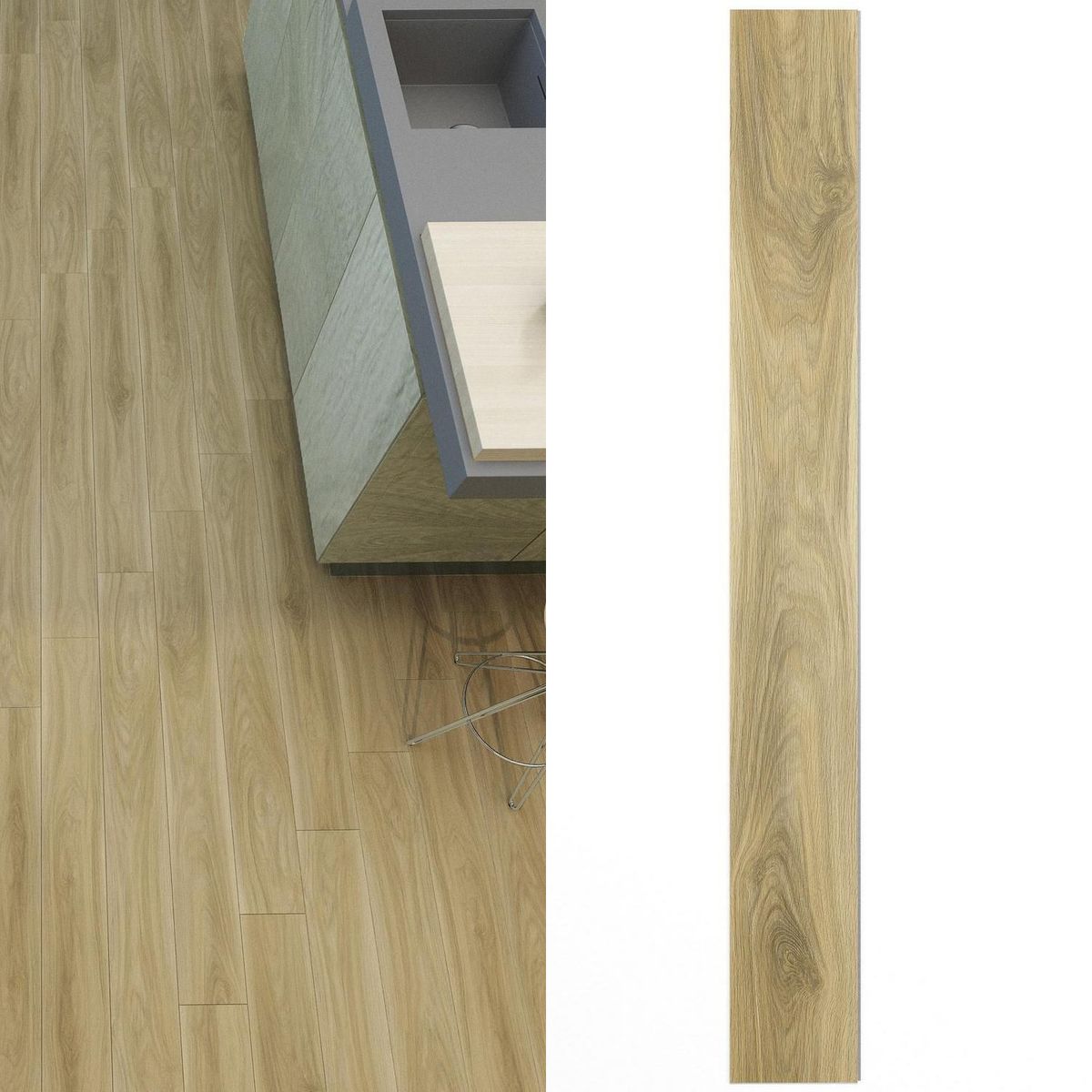 HOLZTEK - SPC Piso Vinílico 4 mm 18.2x152.4 cm PINCHOT OAK Café Claro 2.5 m2