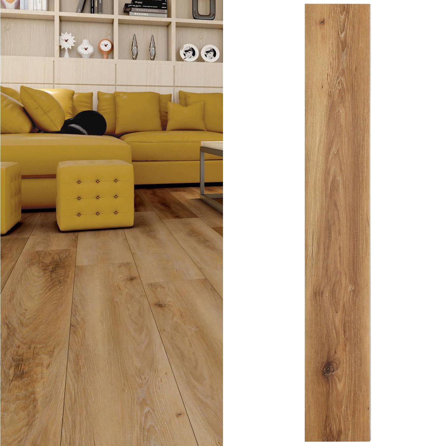 coloさま　ブラウン36 HOLZTEK SPC Piso Vinílico 4 mm 22.8x152.4 cm LUCILE HICKORY Café