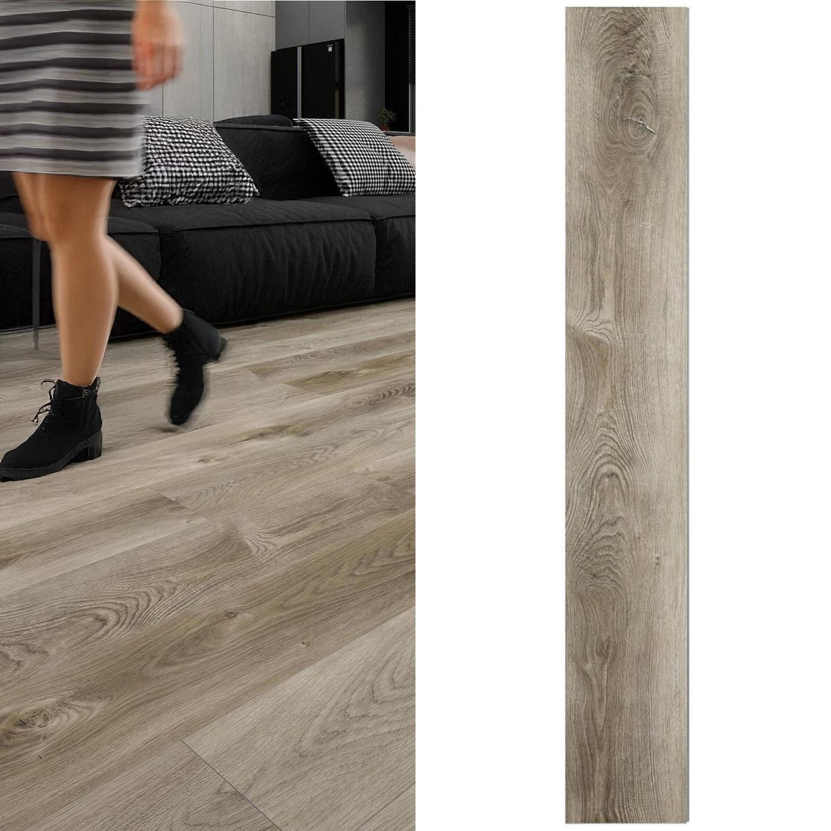 HOLZTEK - SPC Piso Vinílico 5 mm 22.8x152.4 cm PELICAN GRAY Beige 1.74 m2