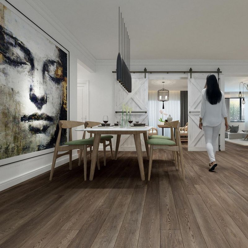 HOLZTEK - SPC Piso Vinílico 4 mm 22.8x152.4 cm EVIAN OAK Café Oscuro 2.43 m2