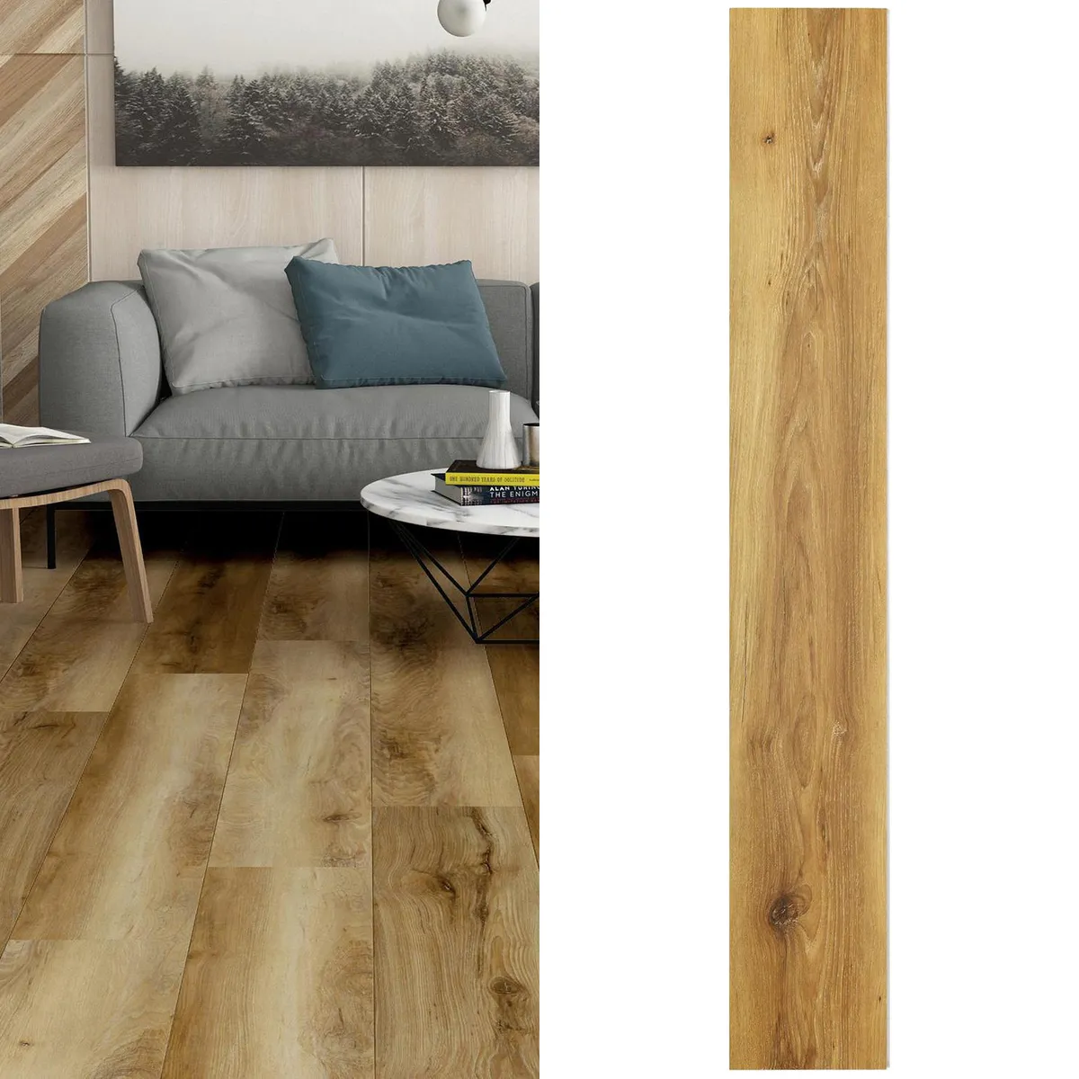 HOLZTEK - SPC Piso Vinílico 5 mm 22.8x152.4 cm PIGNUT HICKOR Café Claro 1.74 m2