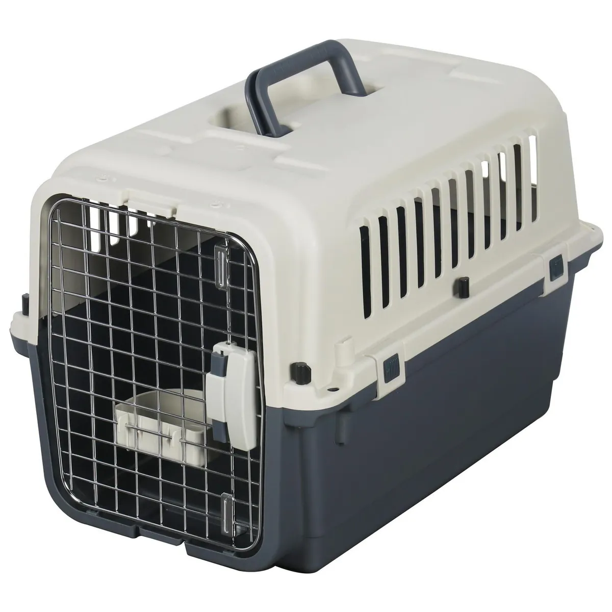 PETIZOOS - Jaula Transporte M para Perro 39x39x60 cm Crema/Negro