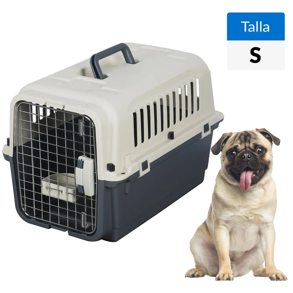 PETIZOOS - Jaula Transporte S para Perro 33x35x50 cm Crema/Negro