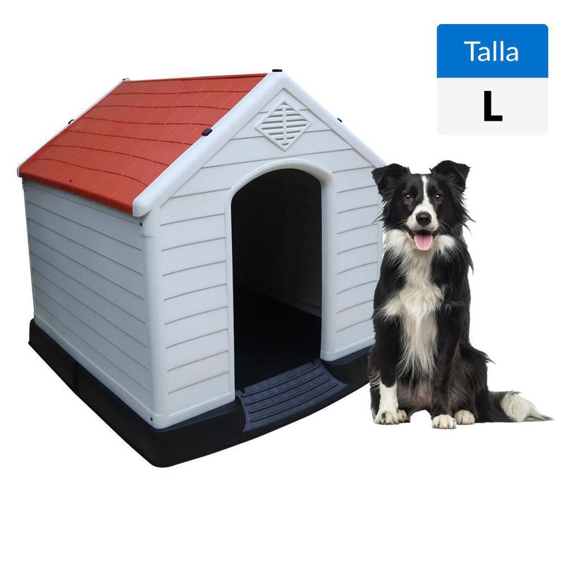 PETIZOOS - Casa L para Perro 81.5x78.5x87.7 cm Blanco; Naranjo