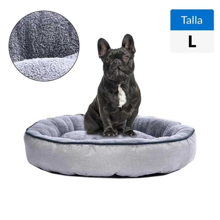 Cama Redonda L para Perro 16x75x75 cm Beige; Gris