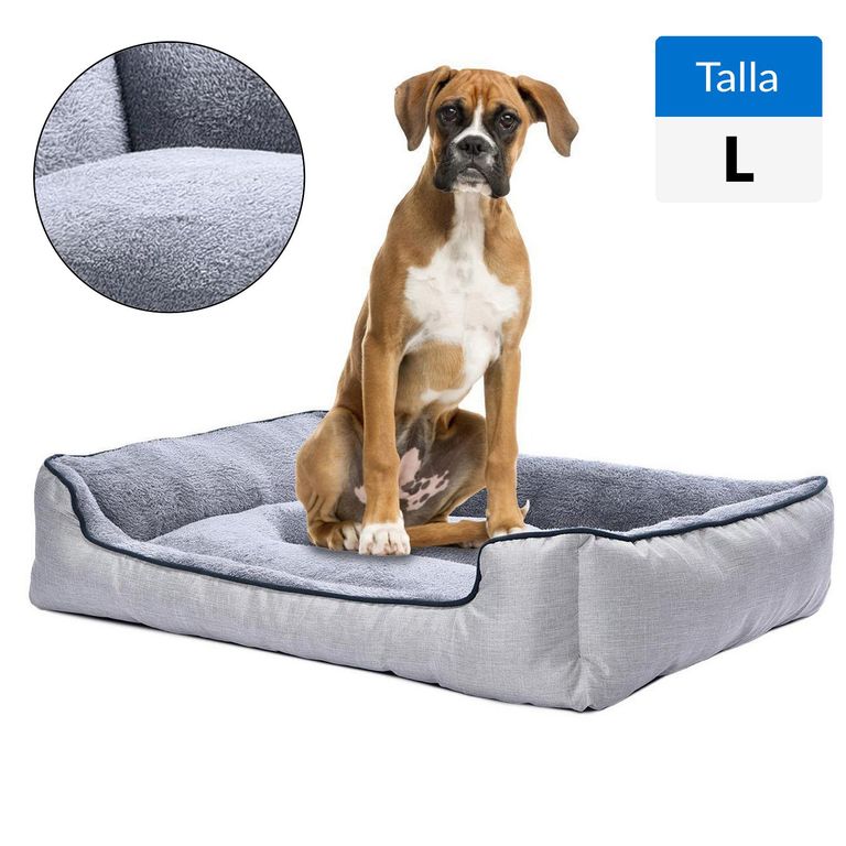 Cama L para Perro 20x90x68 cm Beige; Gris