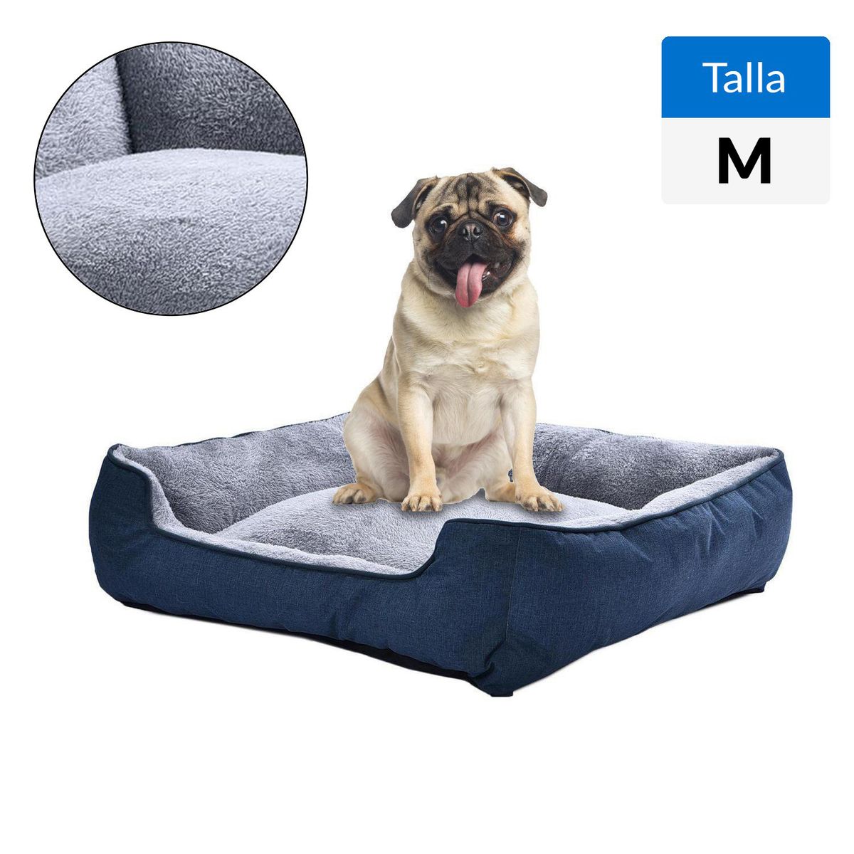 PETIZOOS - Cama M para Perro 20x75x68 cm Azul oscuro; Gris