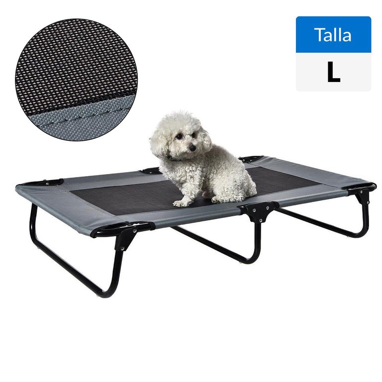 Cama Elevada L para Perro 20x61x89 cm Gris