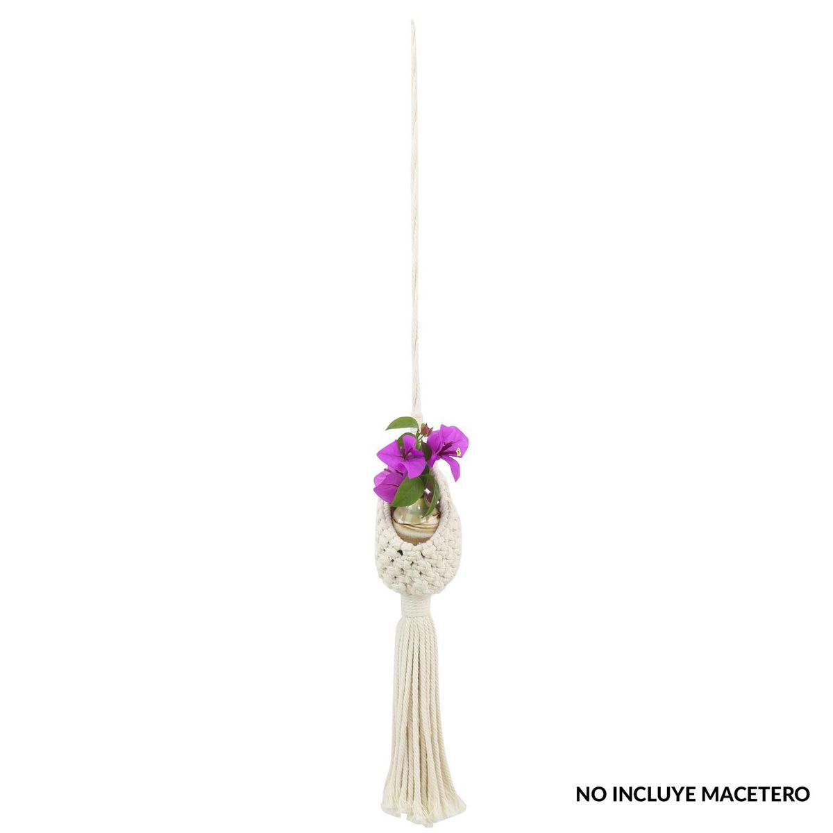 JUST HOME COLLECTION - Colgador algodón 70 cm para macetas de 13-23 cm blanco