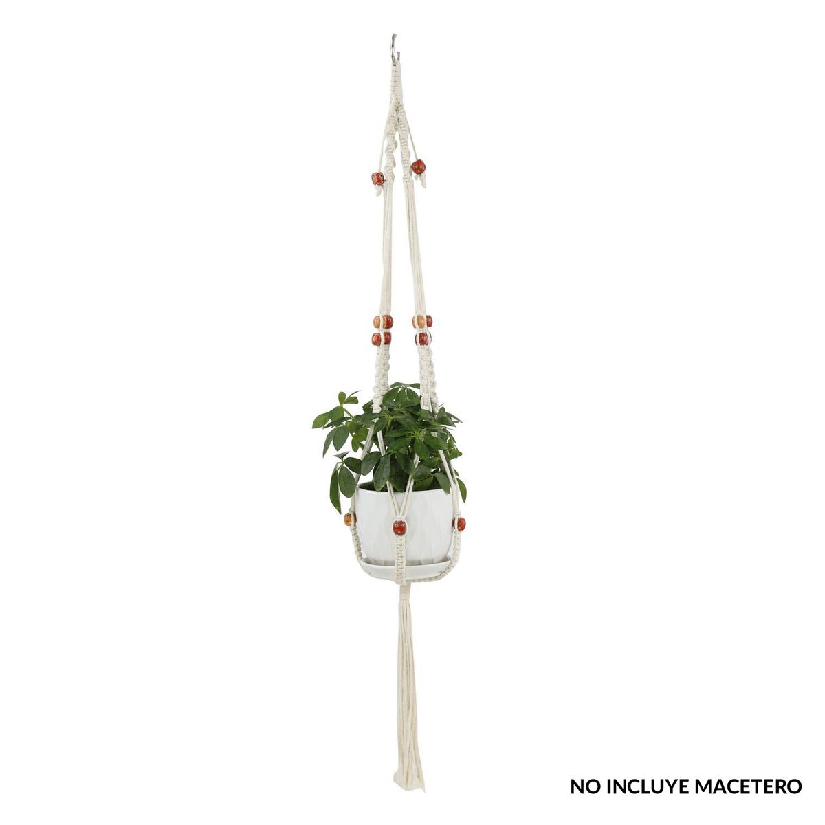 JUST HOME COLLECTION - Colgador algodón 114 cm para macetas de 13-23 cm blanco