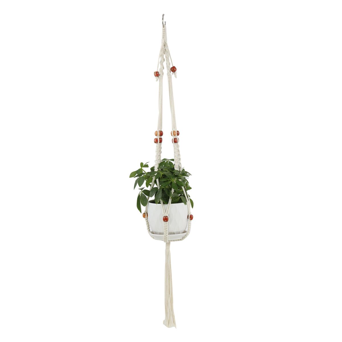 JUST HOME COLLECTION - Colgador algodón 114 cm para macetas de 13-23 cm blanco