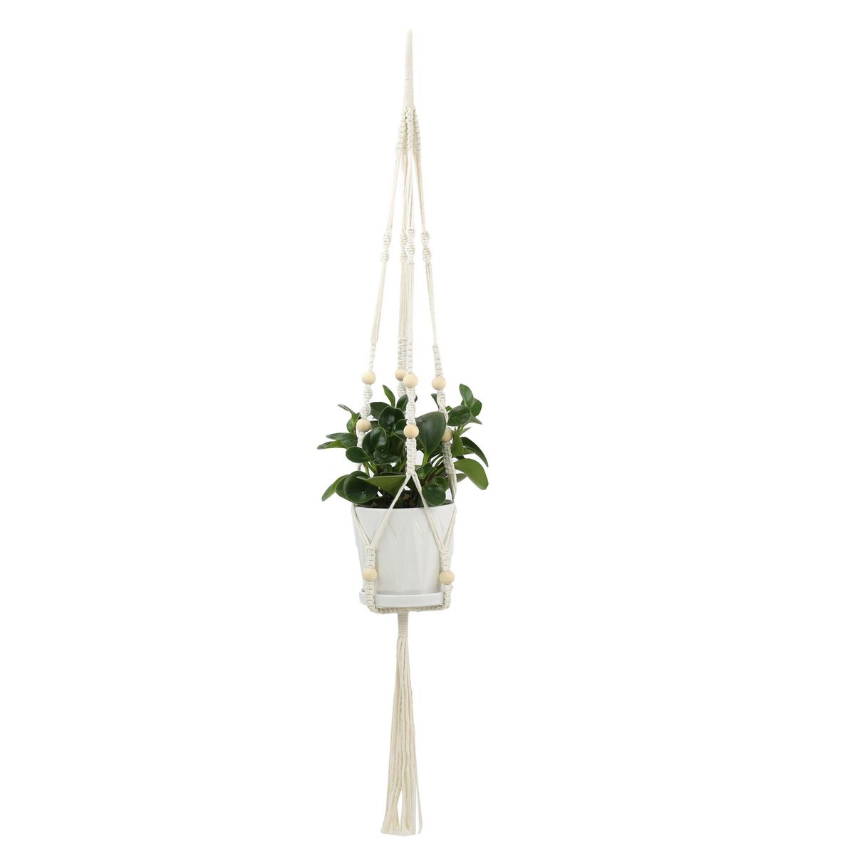 JUST HOME COLLECTION - Colgador algodón 114 cm para macetas de 13-23 cm blanco