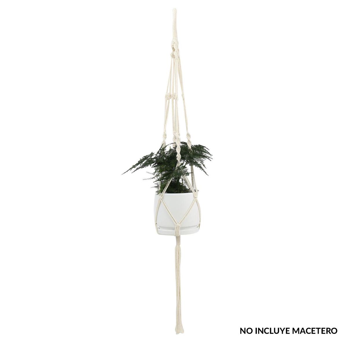 JUST HOME COLLECTION - Colgador algodón 125 cm para macetas de 13-23 cm blanco