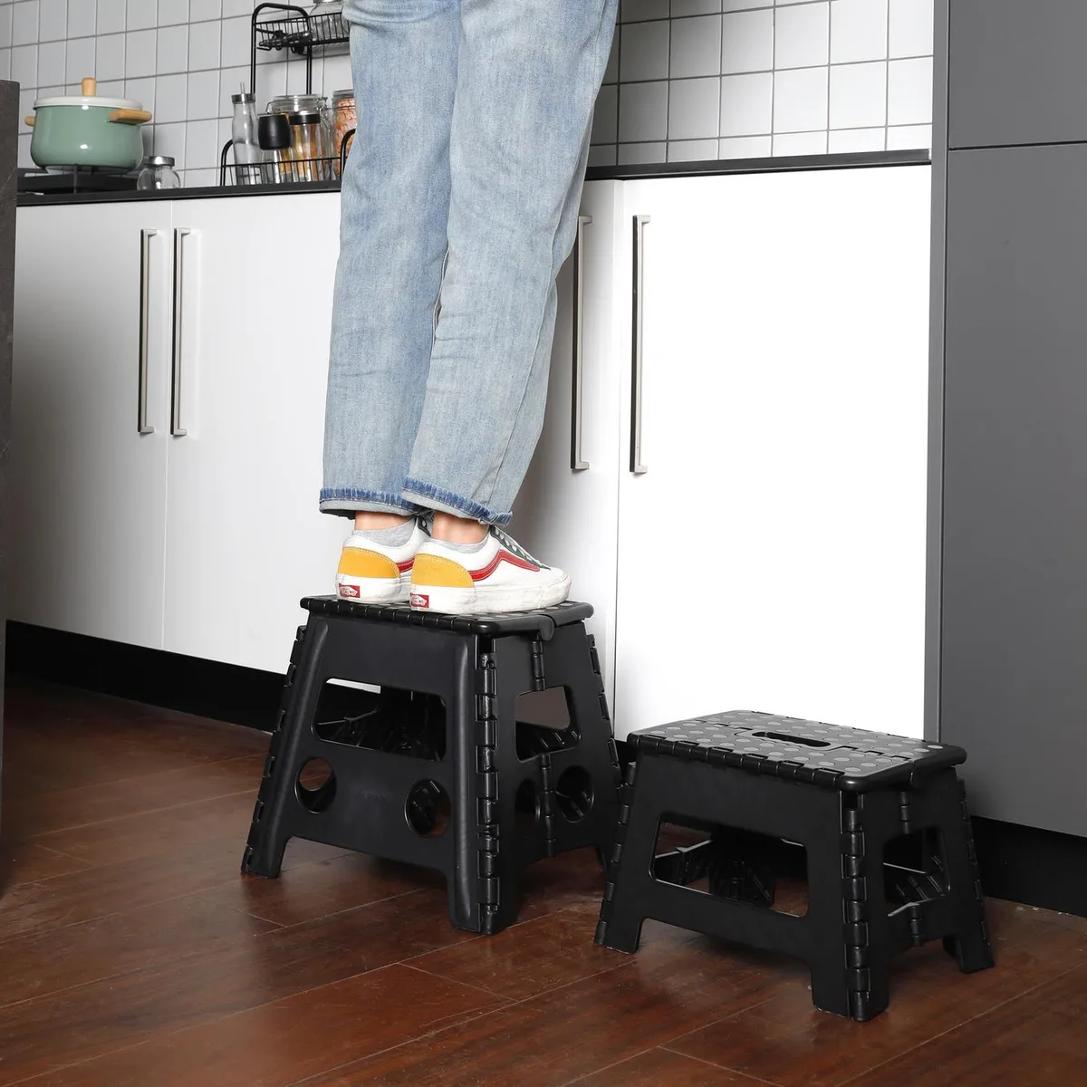 JUST HOME COLLECTION - Set 2 Taburetes Plegables Negro 47x37x8 cm