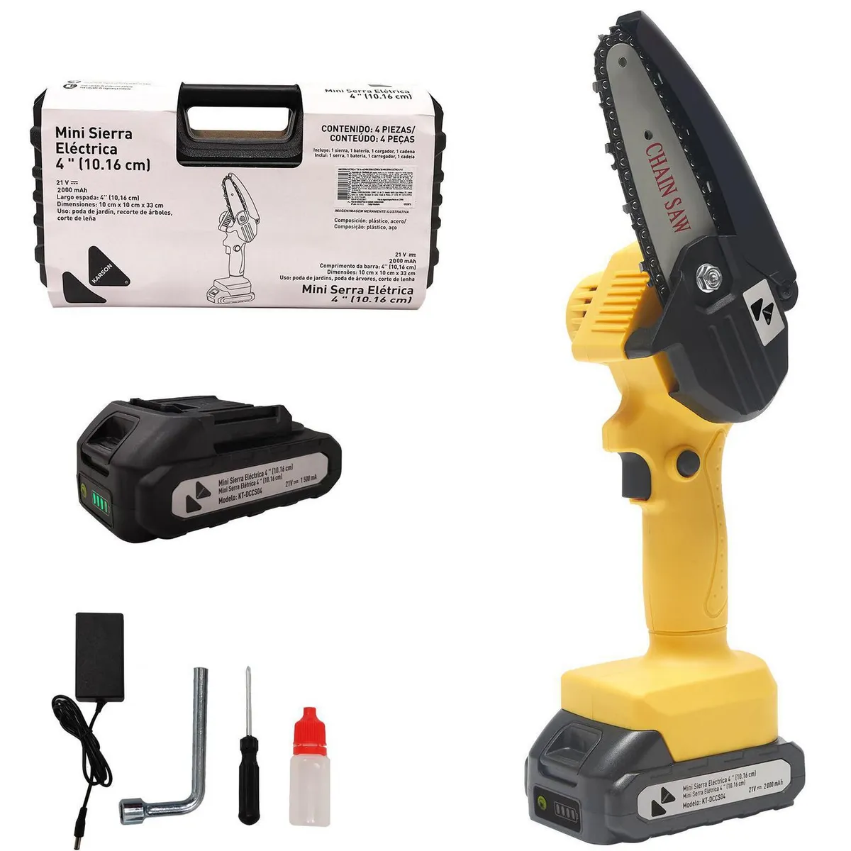 KARSON - Mini Motosierra Inalámbrica 4" 21 V con Batería y Cargador