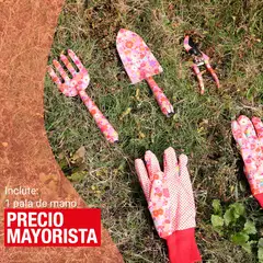ERGO - Set jardinería: rastrillo de mano + pala de mano + tijera + guantes