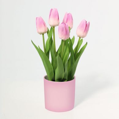 Planta artificial tulipan rosado 38 cm