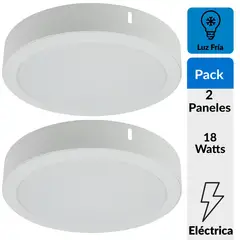 DAIRU - Pack 2 Paneles Led Sobrepuestos Circular 18 W Luz Fría