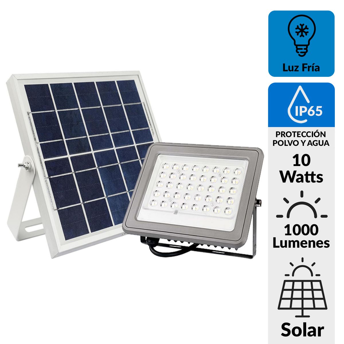 DAIRU - Reflector Solar Led con Control Remoto 10 W IP 65 1000 lm Luz Fría