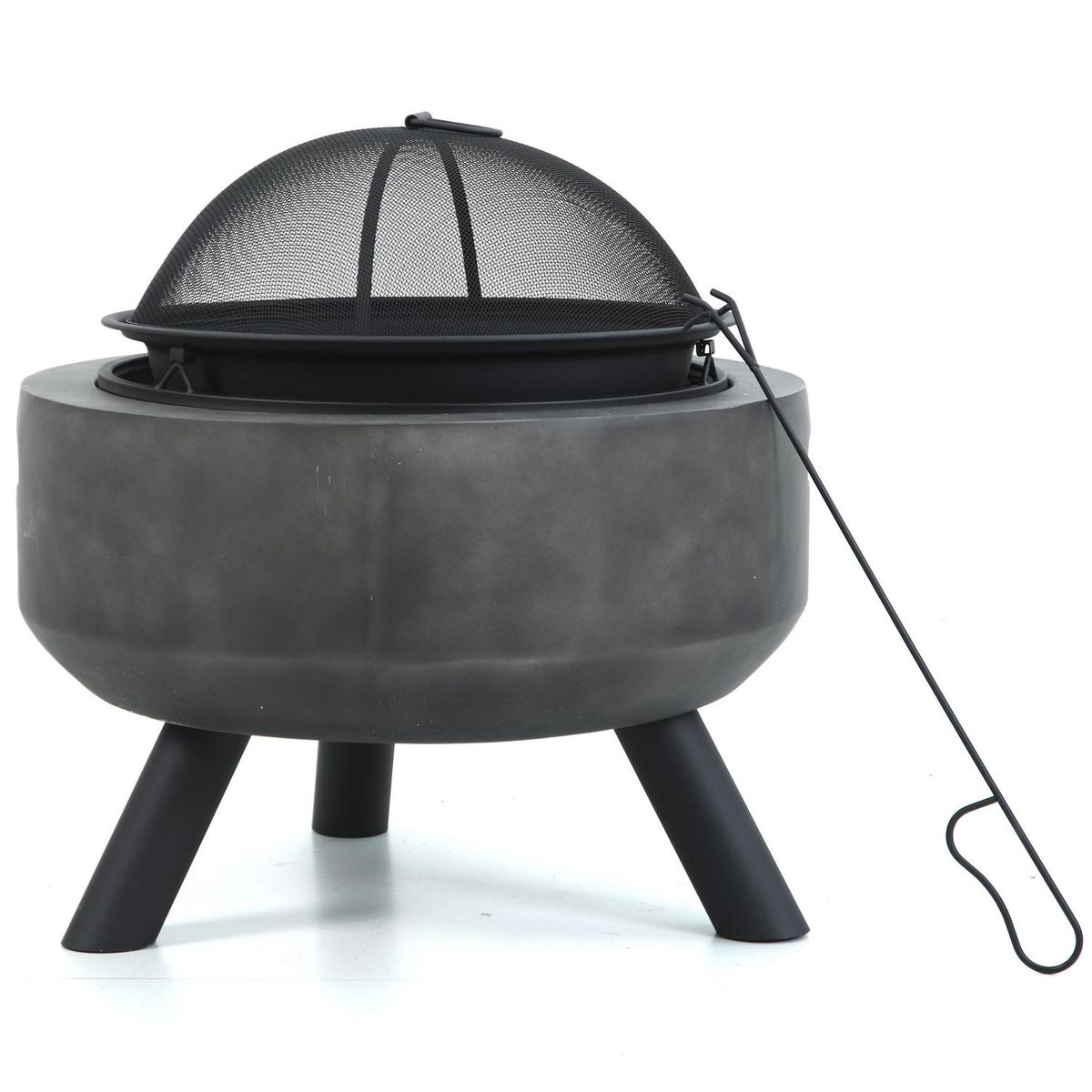 JUST HOME COLLECTION - Brasero Redondo 55,5 cm Gris a Carbón Fibra de Óxido/Acero Gris