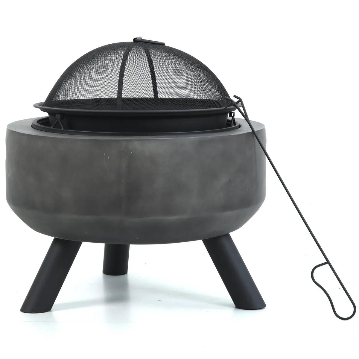 JUST HOME COLLECTION - Brasero Redondo 55,5 cm Gris a Carbón Fibra de Óxido/Acero Gris