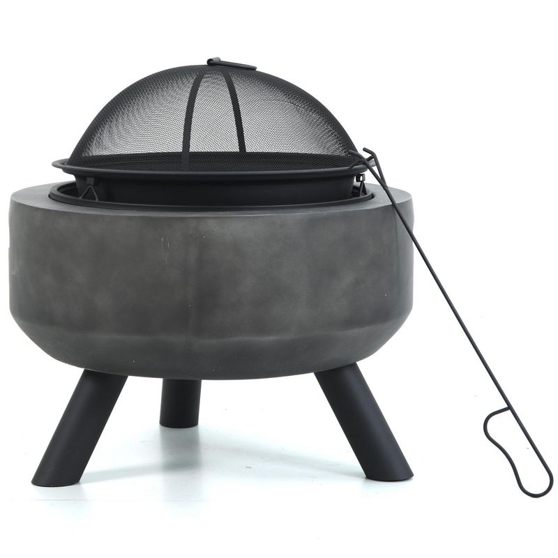 JUST HOME COLLECTION - Brasero Redondo 55,5 cm Gris Metal